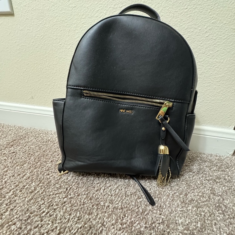 Nine West Charcoal Backpack with Gold Details